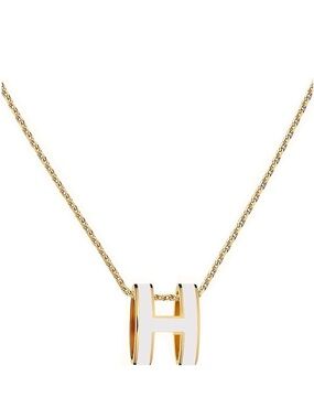 Gold Plated & Enamel White 'H' Pop Icon Initial Pendant Necklace - New with tags